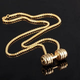 Stainless Steel Plated Dumbbel Charm Necklace