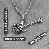 Rock Guitar Pendant Necklace Long Chain Stainless Steel