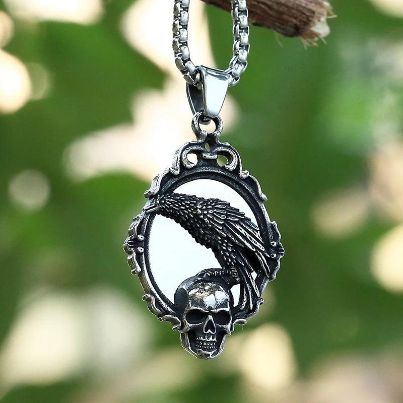 Gothic Stainless Steel Skull Head Pendant Necklace Charm Jewelry