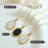 Small Fresh Shell Oval Pendant Stainless Steel Necklace