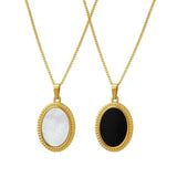 Small Fresh Shell Oval Pendant Stainless Steel Necklace