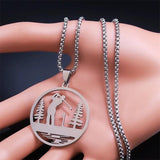 Golfing Course Theme Necklace Stainless Steel Golf Club
