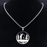Golfing Course Theme Necklace Stainless Steel Golf Club