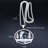 Golfing Course Theme Necklace Stainless Steel Golf Club