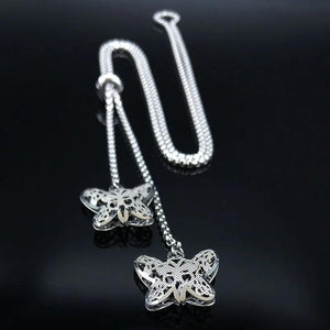 Butterfly Stainless Steel Necklace Chain Women Silver Long Necklaces Pendants