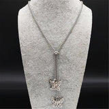 Butterfly Stainless Steel Necklace Chain Women Silver Long Necklaces Pendants