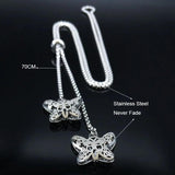 Butterfly Stainless Steel Necklace Chain Women Silver Long Necklaces Pendants