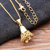 Lucky Christmas Bell Tree Pendant Copper Zircon Necklace