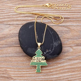 Lucky Christmas Bell Tree Pendant Copper Zircon Necklace