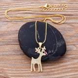 Lucky Christmas Bell Tree Pendant Copper Zircon Necklace