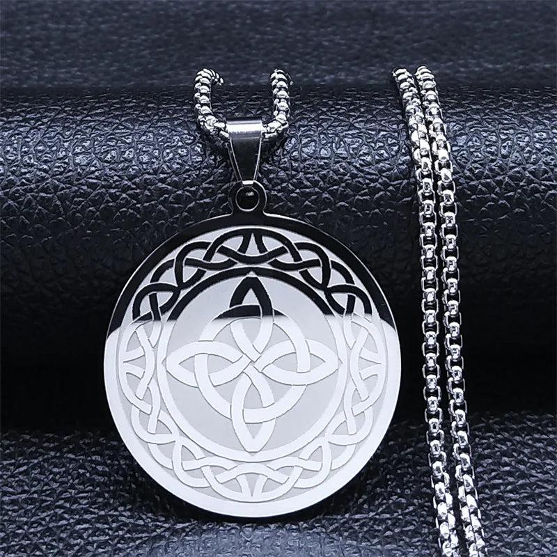 Luck Irish Celtic Knot Pendant Necklace Stainless Steel Amulet Necklaces
