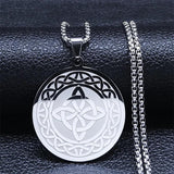 Luck Irish Celtic Knot Pendant Necklace Stainless Steel Amulet Necklaces