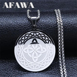Luck Irish Celtic Knot Pendant Necklace Stainless Steel Amulet Necklaces