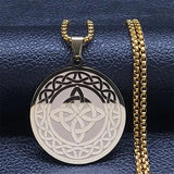 Luck Irish Celtic Knot Pendant Necklace Stainless Steel Amulet Necklaces