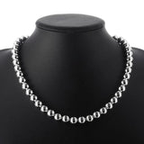 925 Silver Classic 10MM Beads Chain Necklace for Women