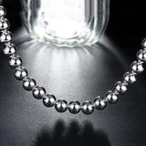 925 Silver Classic 10MM Beads Chain Necklace for Women