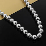 925 Silver Classic 10MM Beads Chain Necklace for Women