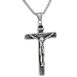 Cross Necklace Crucifix Jesus Pendant Stainless Steel Men Chain