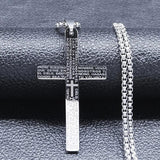 Spanish Lord's Prayer Cross Necklace Stainless Steel