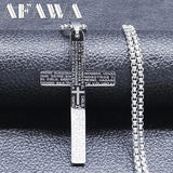 Spanish Lord's Prayer Cross Necklace Stainless Steel