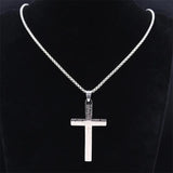 Spanish Lord's Prayer Cross Necklace Stainless Steel