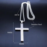 Spanish Lord's Prayer Cross Necklace Stainless Steel