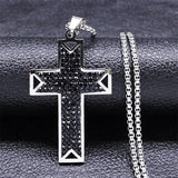 Punk Cross Pendant Necklace Stainless Steel Crystal Christian Men Necklaces