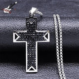 Punk Cross Pendant Necklace Stainless Steel Crystal Christian Men Necklaces