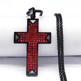 Punk Cross Pendant Necklace Stainless Steel Crystal Christian Men Necklaces