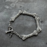 Silver Collar Chain Choker Necklace Crystal Spliced Bracelet Set