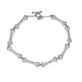 Silver Collar Chain Choker Necklace Crystal Spliced Bracelet Set