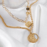 Christmas Socks Necklaces Collars Stainless Steel Round Pendant