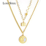 Christmas Socks Necklaces Collars Stainless Steel Round Pendant
