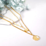 Christmas Socks Necklaces Collars Stainless Steel Round Pendant
