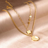 Christmas Socks Necklaces Collars Stainless Steel Round Pendant