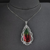 Colorful Pear Silver Necklace for Women X6896