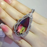 Colorful Pear Silver Necklace for Women X6896