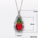 Colorful Pear Silver Necklace for Women X6896