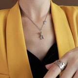 Mechanical Rabbit Pendant Necklace Stainless Steel Girls Christmas Gift