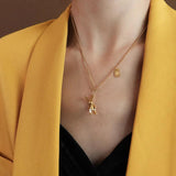 Mechanical Rabbit Pendant Necklace Stainless Steel Girls Christmas Gift