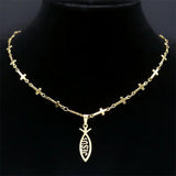 Jesus Ichthys Cross Chain Necklace Stainless Steel