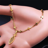 Jesus Ichthys Cross Chain Necklace Stainless Steel