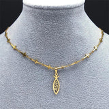 Jesus Ichthys Cross Chain Necklace Stainless Steel