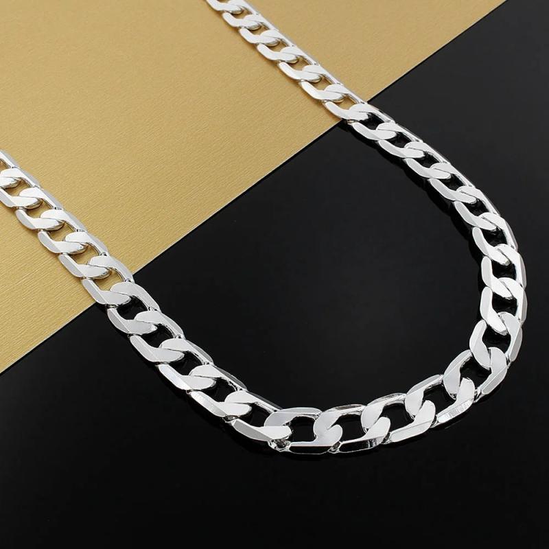 10MM Chain 925 Sterling Silver Necklace for Men's 20/24 Inches