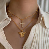 Multicolor Retro Love Heart Necklaces Stainless Steel Chain