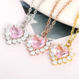 Multicolor Retro Love Heart Necklaces Stainless Steel Chain