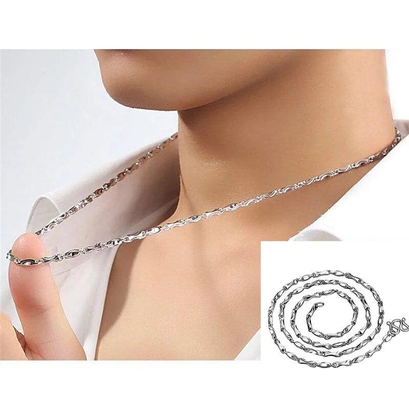 Silver 925 Men's Chain Necklace 4MM Width Jewelry Choker Boyfriend Gift