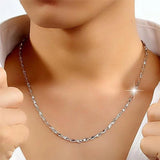 Silver 925 Men's Chain Necklace 4MM Width Jewelry Choker Boyfriend Gift