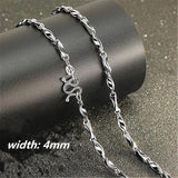 Silver 925 Men's Chain Necklace 4MM Width Jewelry Choker Boyfriend Gift