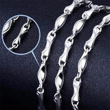 Silver 925 Men's Chain Necklace 4MM Width Jewelry Choker Boyfriend Gift